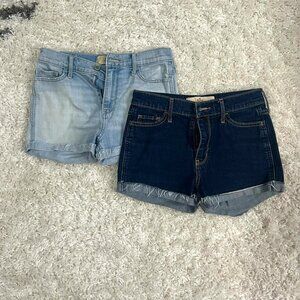 (2) Hollister Women's High Rise Short-Short Raw Hem Jean Shorts (Size 1 / W25)